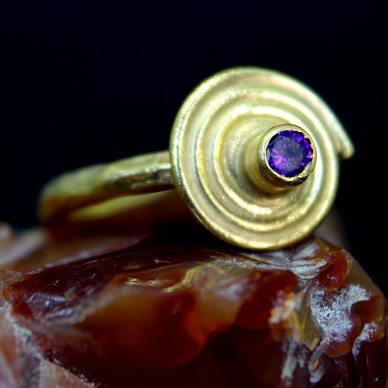 Circle Desigh Amethyst Ring 925 K Sterling Silver Handmade HammeredDesigner Statement Ring Dainty Ring Bridesmaid Gift