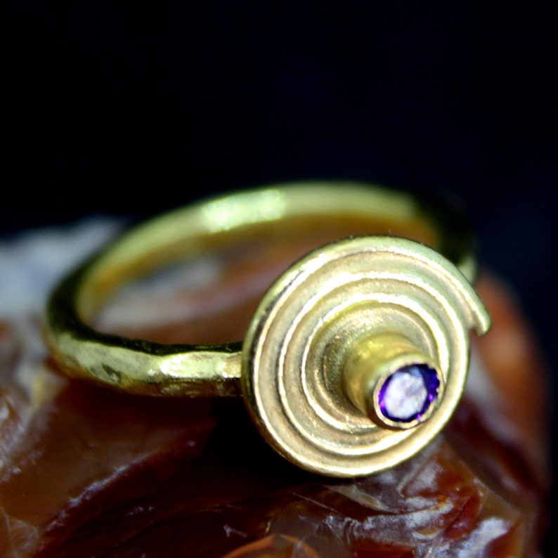 Circle Desigh Amethyst Ring 925 K Sterling Silver Handmade HammeredDesigner Statement Ring Dainty Ring Bridesmaid Gift