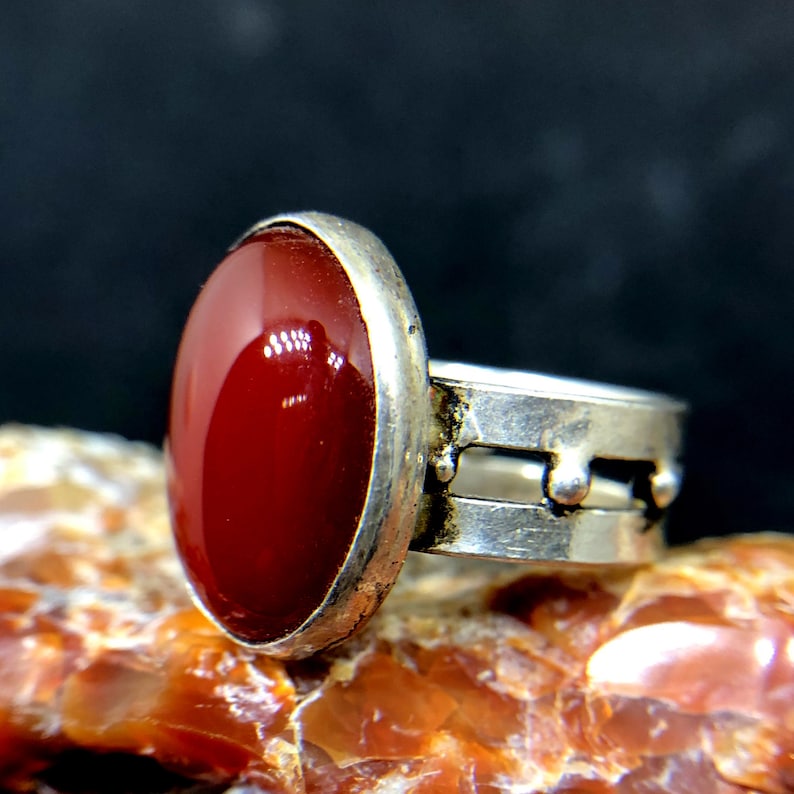 Ancient Style Natural Carnelian Designer Ring 925 K Sterling Silver Handmade HammeredDesigner Statement Ring Dainty Ring Bridesmaid Gift