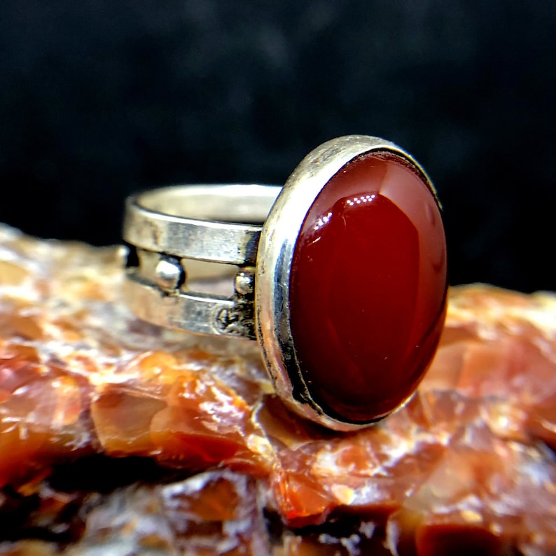 Ancient Style Natural Carnelian Designer Ring 925 K Sterling Silver Handmade HammeredDesigner Statement Ring Dainty Ring Bridesmaid Gift