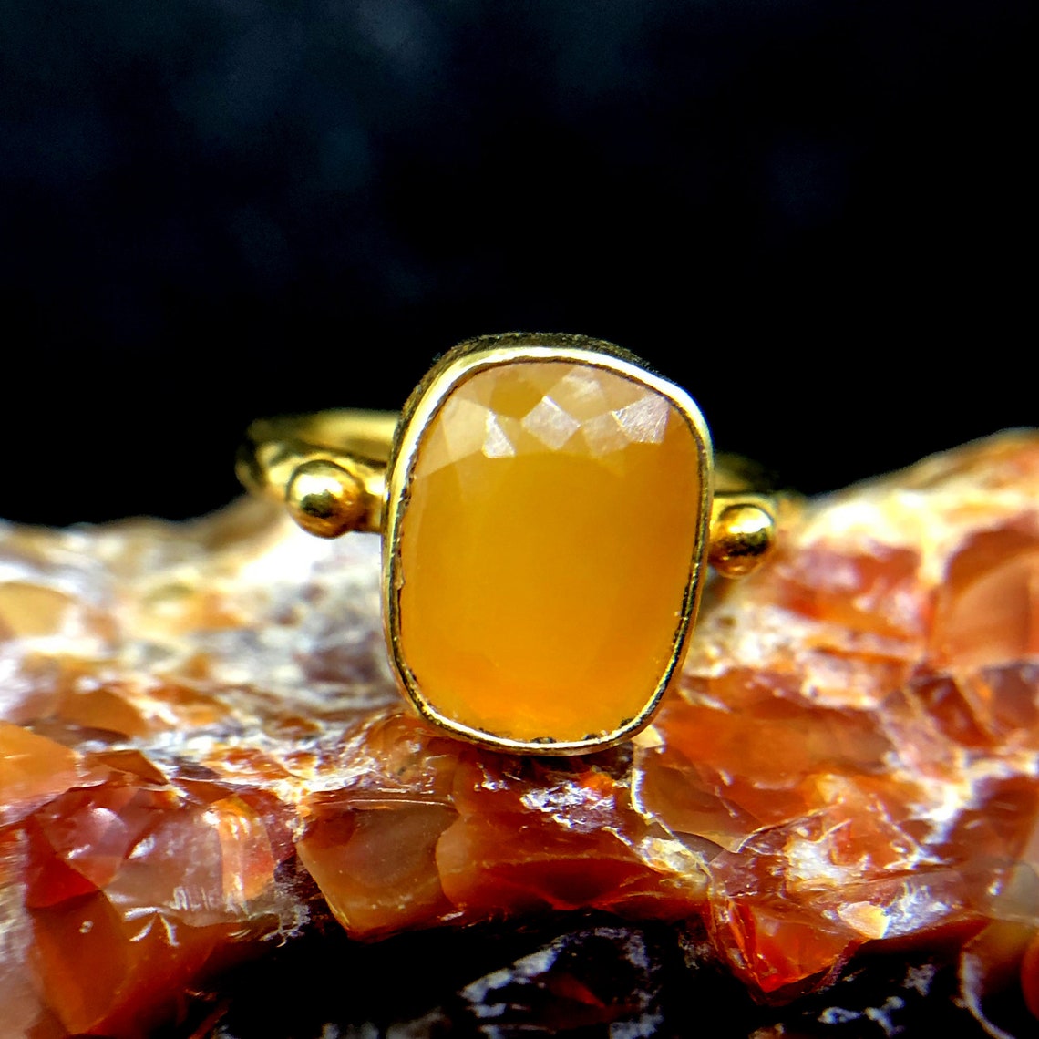 Natural Turkish Yellow Fire Opal Designer Ring 925 K Sterling Etsy UK