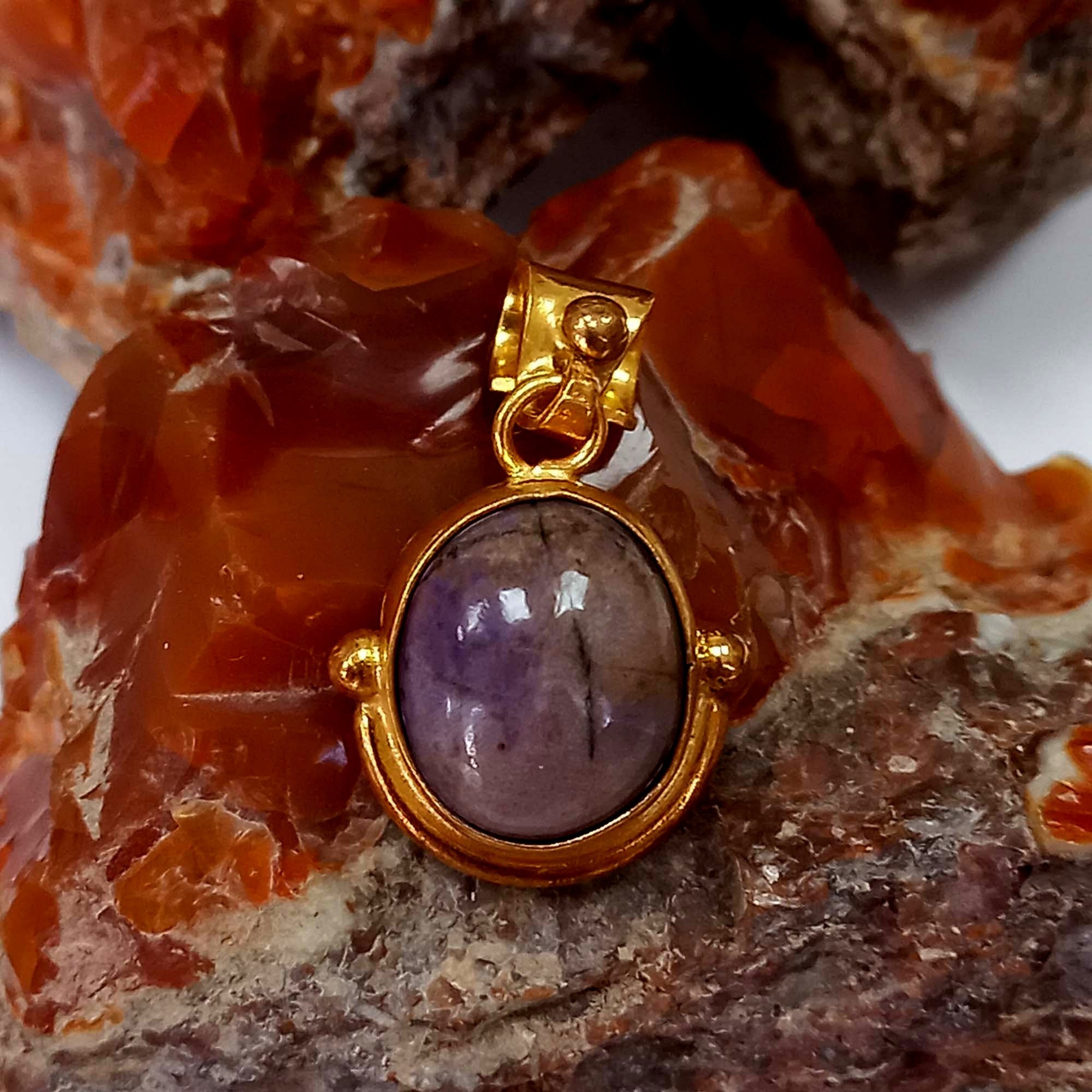 Natural Purple Jade Pendant 925K Sterling Silver Handmade Etsy UK