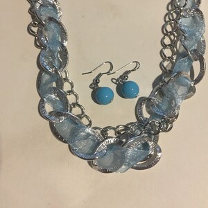 Paparazzi blue 2025 ribbon necklace