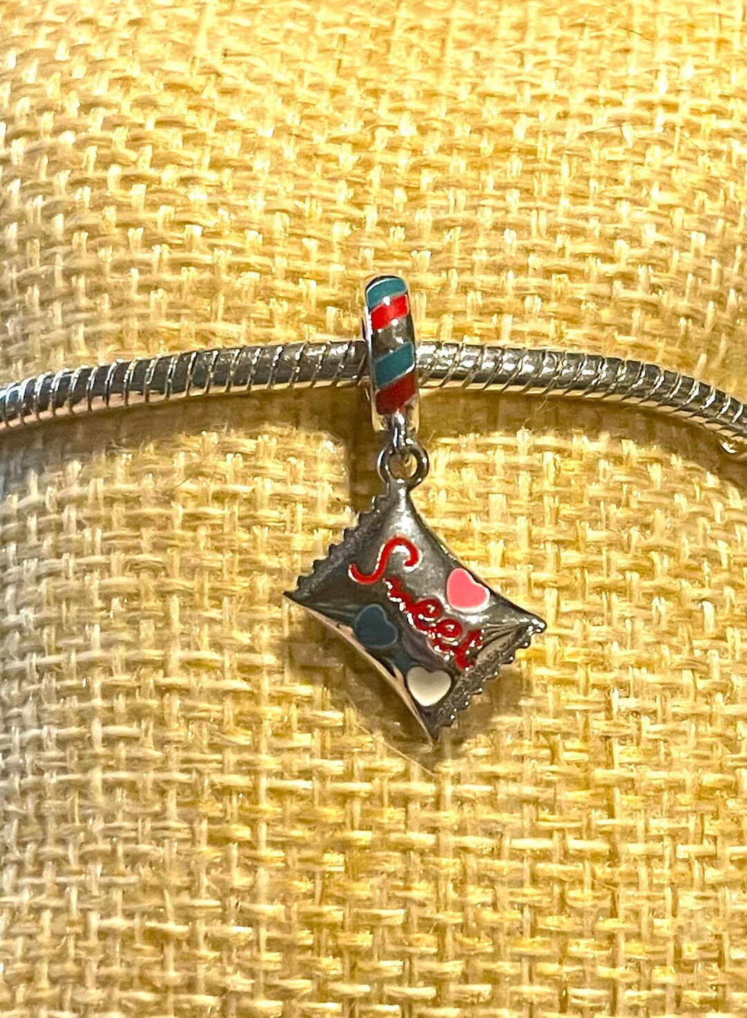 Sweet Candy Charm Fits Pandora Bracelet , Candy Charm , Wrapped Candy