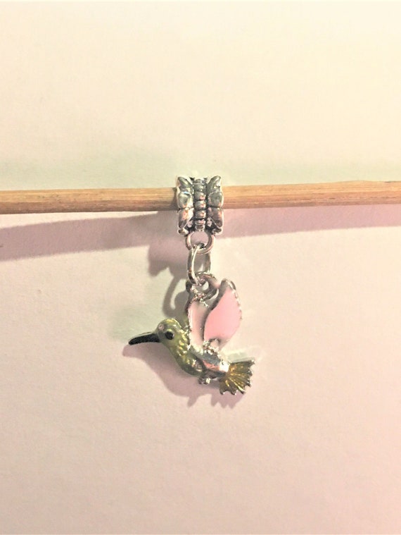 Pandora Style Hummingbird Silver Dangle 