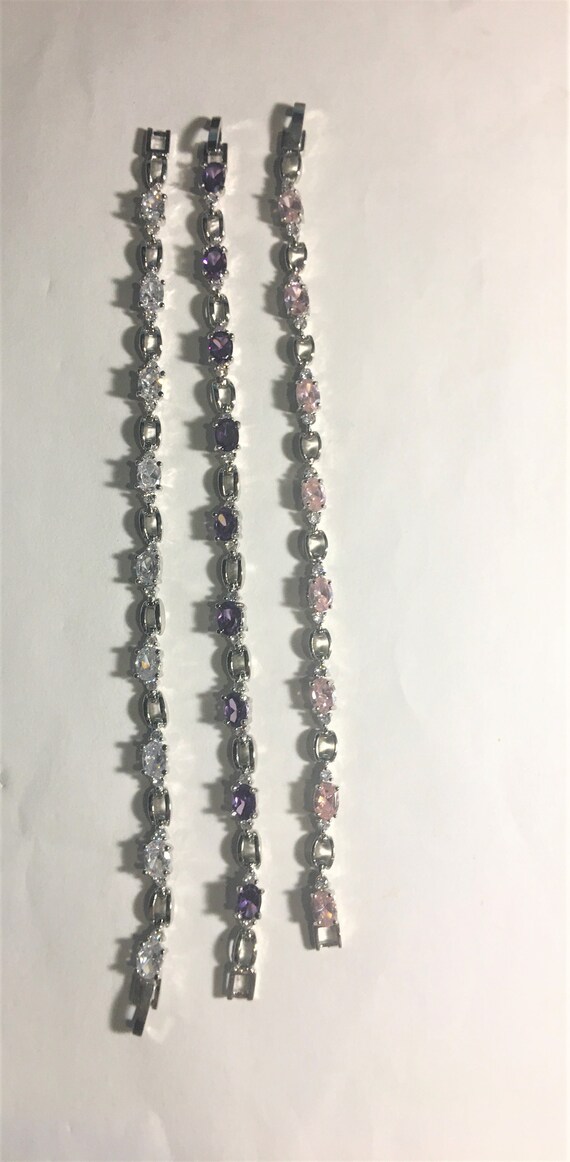 Oval Cut Amethyst Bracelet, Pink Tourmaline  Brac… - image 2