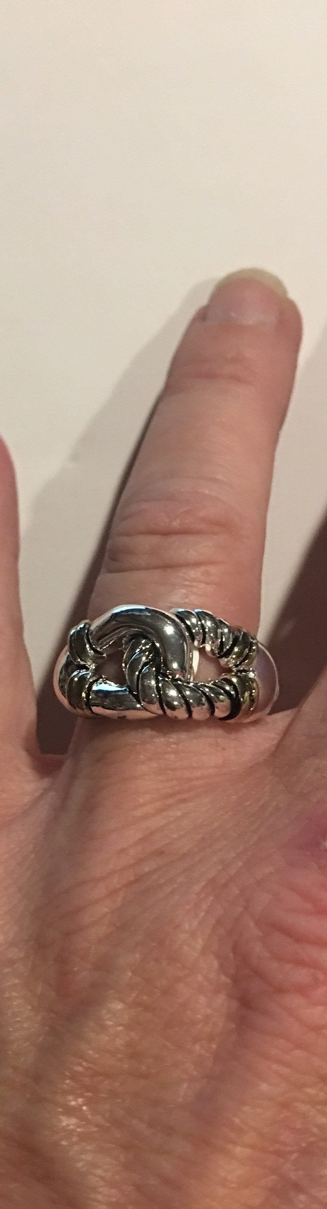 Silver Knot Ring , Chunky Rhodium Plated Rope Chain Ring , Stretch Ring ...