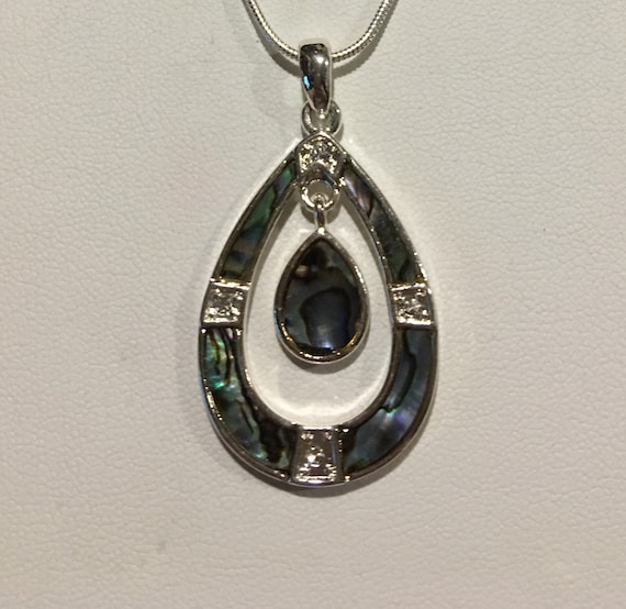 Abalone Shell Pendant Necklace , Gemstone Pendant… - image 5