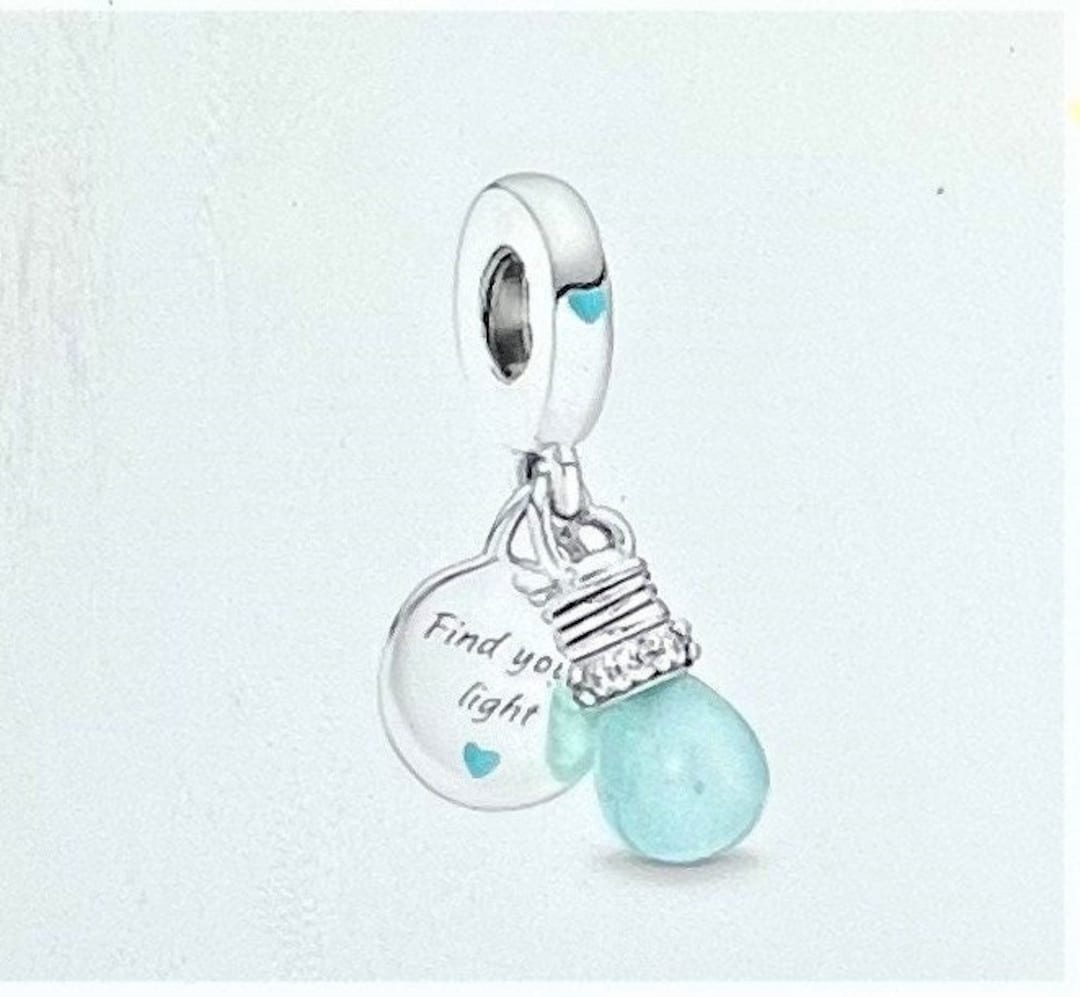 Glow in the dark Lightbulb Double Dangle Charm Fits Pandora Bracelet Find Your Light Charm Lightbulb Charm Graduation 925 Sterling Etsy