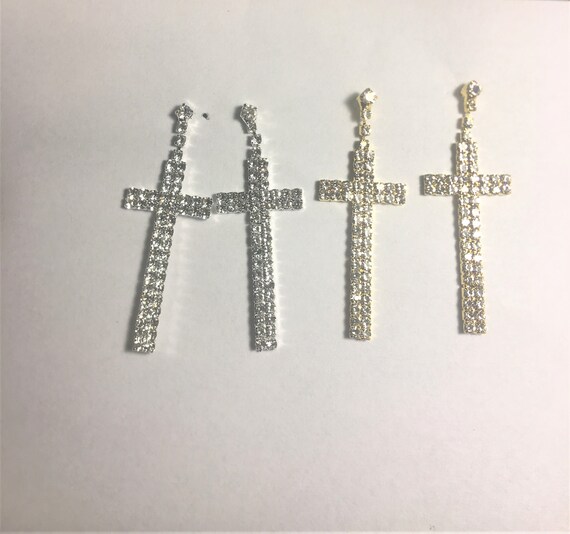 Swarovski Crystal Rhinestone Cross Earrings Crystal Cross Dangle