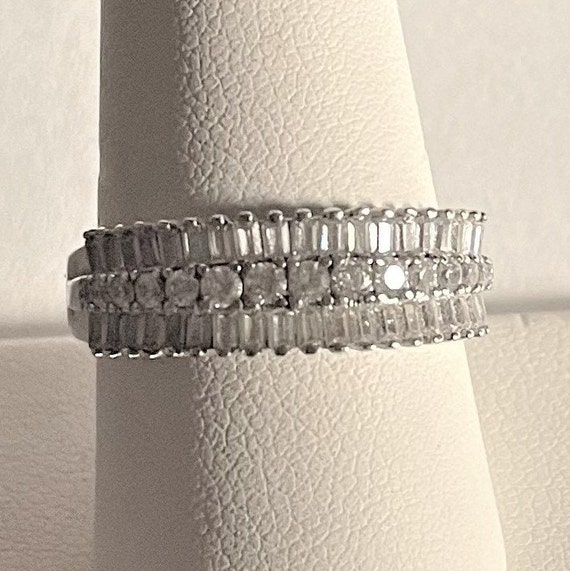 CZ Eternity Band Ring , Sterling Silver , CZ Chan… - image 2