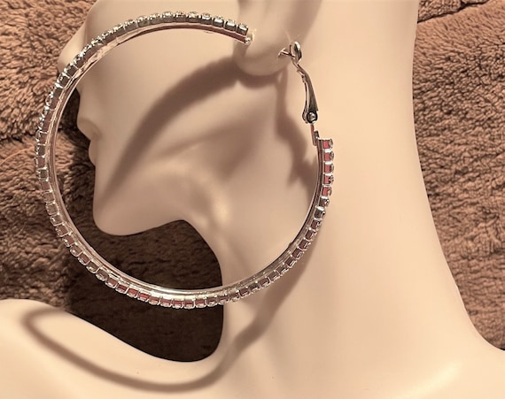 Large rhinestone hoop earrings best sale