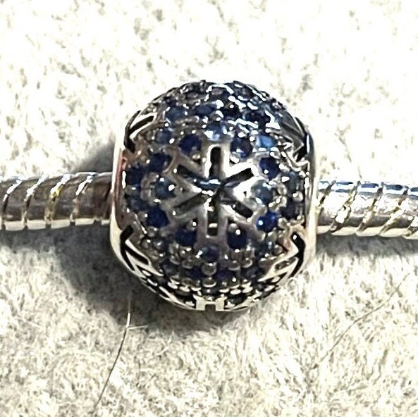 DALARAN Christmas Charms for Pandora Charm Bracelet Sterling Silver  Snowflake Blue CZ Bead Pendant Charm for Women