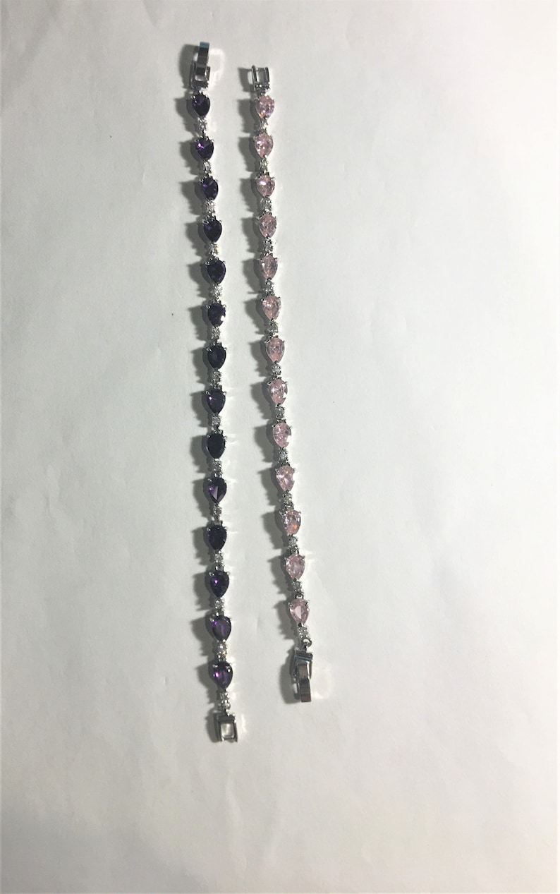 Teardrop Shaped Amethyst/ Pink Tourmaline Tennis Bracelet With Etsy