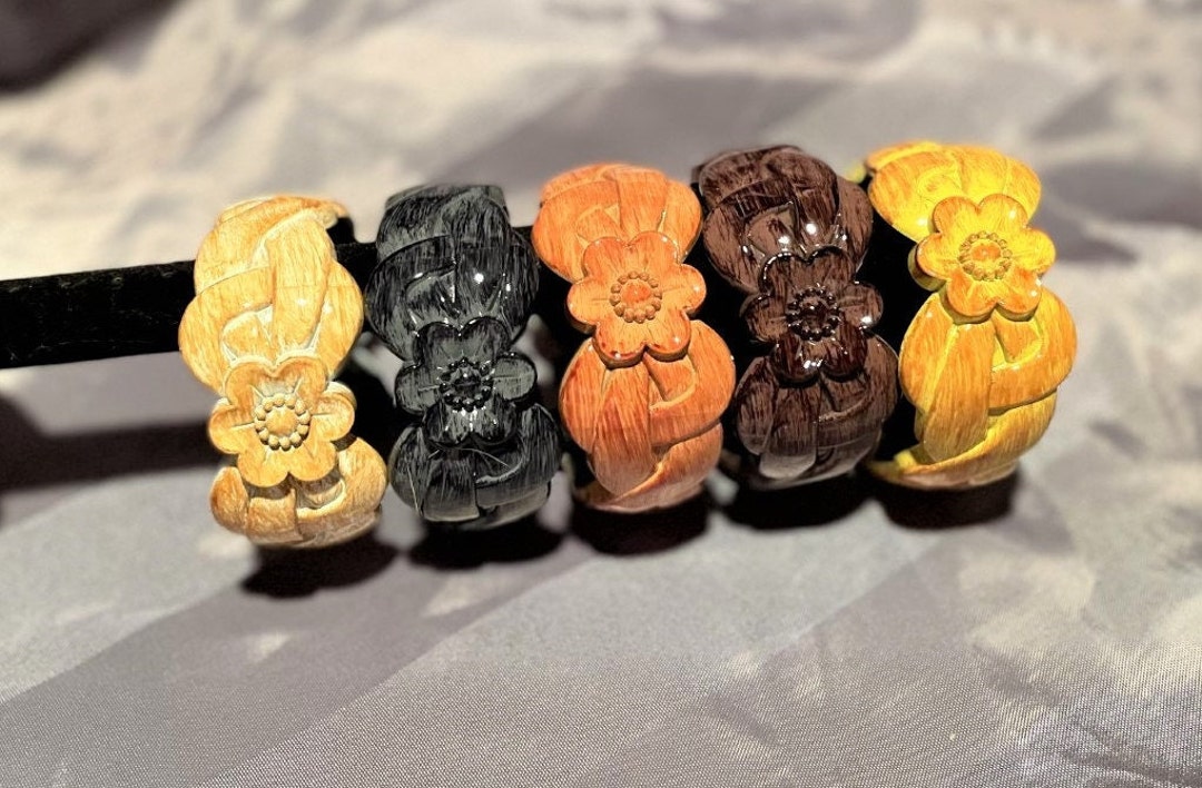 Wide Flower Hinged Bangle Bracelet Bangle Bracelet Retro Etsy