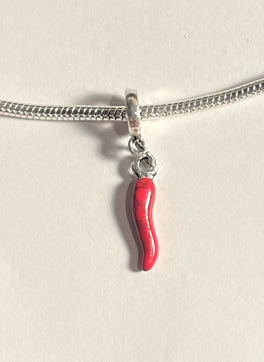 Red Chili Pepper Charm Fits Pandora Bracelet , Red Pepper Dangle Charm