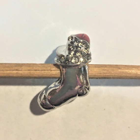 Christmas Stocking Charm Fits Pandora Bracelets Silver Stocking Charm Santa Hat Stocking Charm Silver Etsy