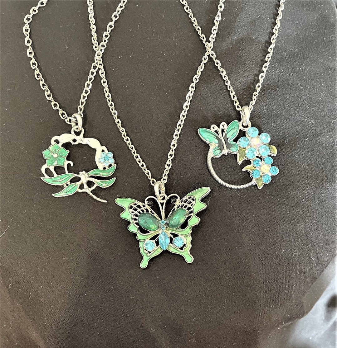 Metal Butterfly Necklace , Metal Dragonfly Necklace , Metal Floral