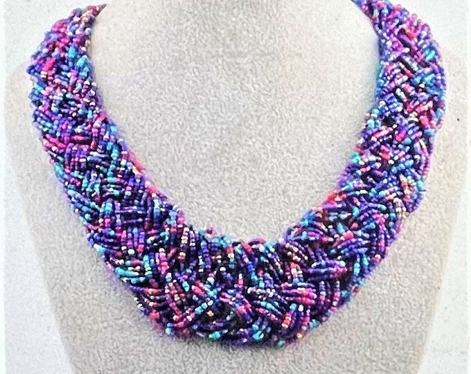 Woven Super Duo Bead Necklace Golden and Brown - Etsy
