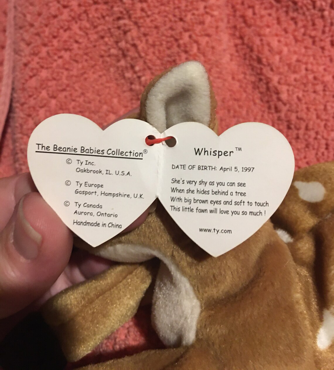 TY Whisper Beanie Babies Whisper Fawn 1997 Retired Etsy