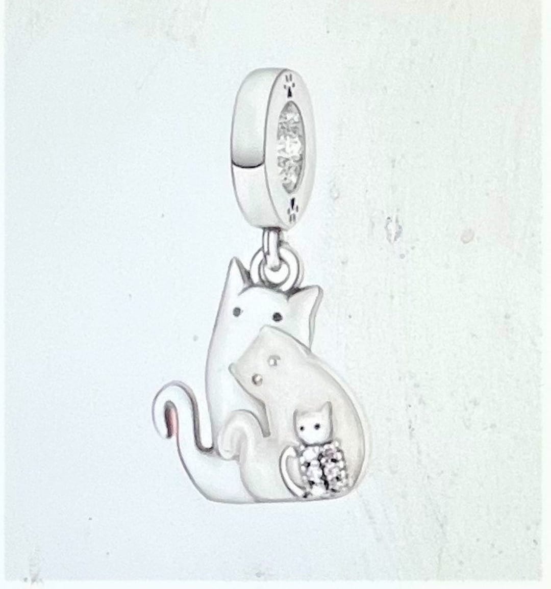 Cats Dangle Charm Fits Pandora Bracelet , 925 Sterling Silver Cats