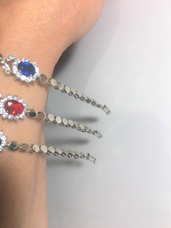 Oval Gemstone Tennis bracelet, Sapphire bracelet,… - image 3