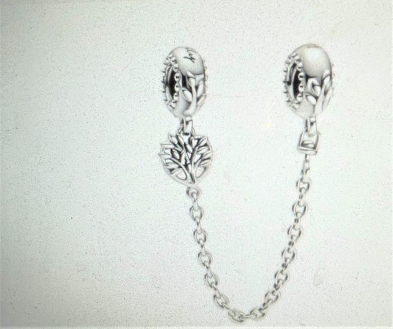 Family Tree Safety Chain Charm Silver 