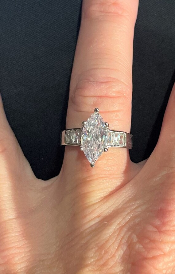 Bridal Marquise White Topaz Engagement Ring, Spark