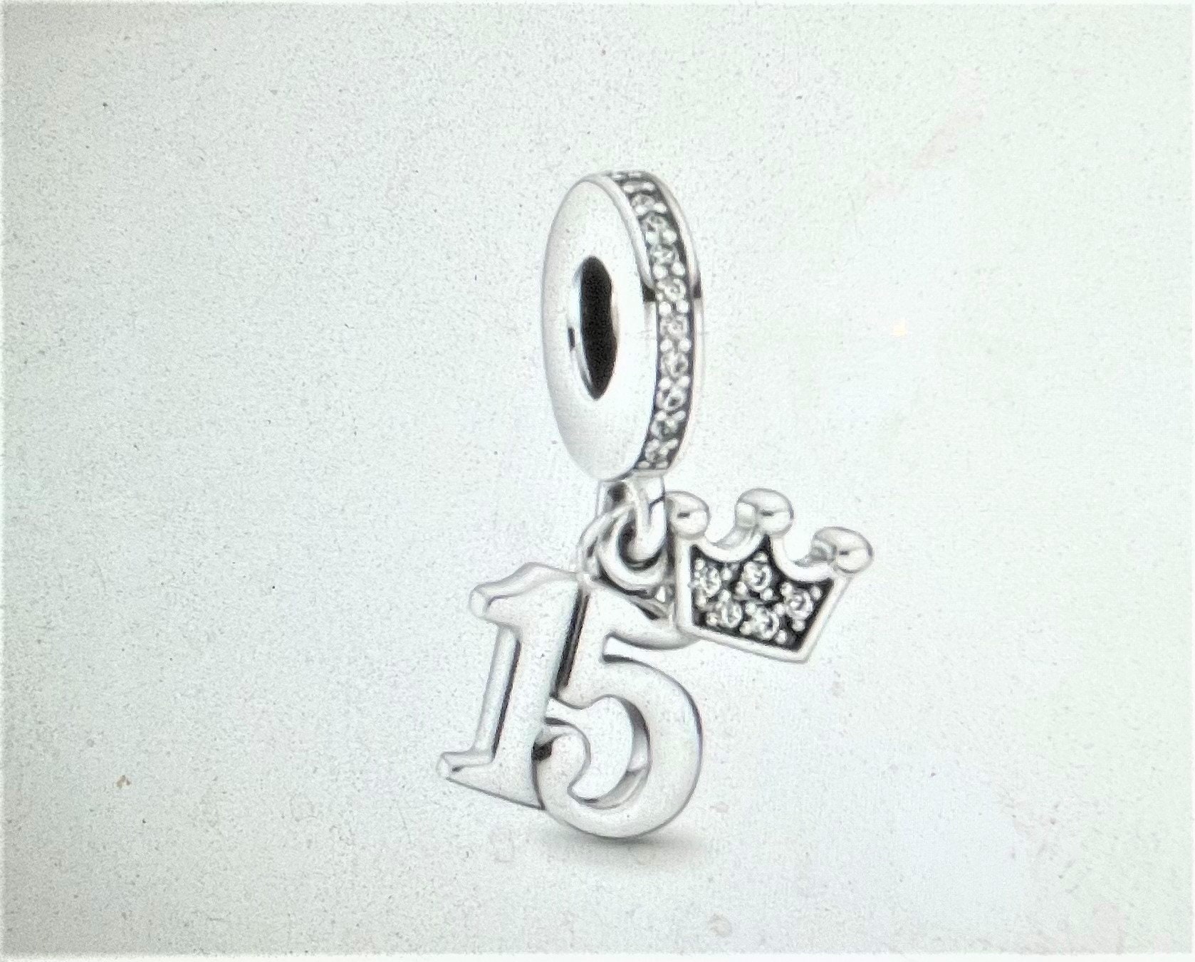 15 Celebration Charm fits Pandora Bracelet 15th Birthday Dangle Birthday Celebration Quinceanera Birthday Charm Tiara 925 SS