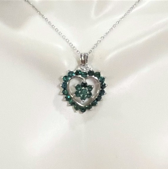 Emerald Green Heart Pendant , Emerald Green Cryst… - image 2