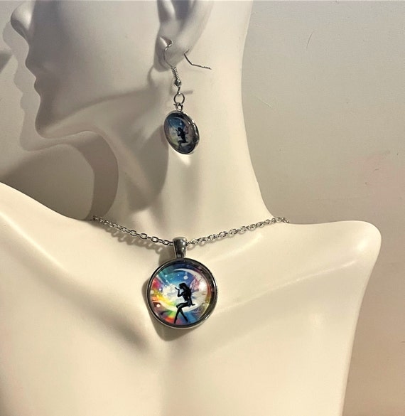 Fairy on the Moon Necklace and Earrings Set , Fai… - image 1