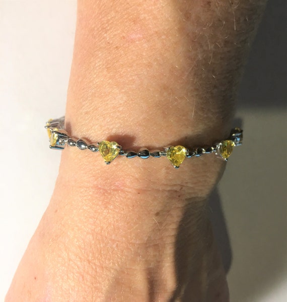 Yellow Citrine Heart Gemstone bracelet ,  Gemston… - image 1