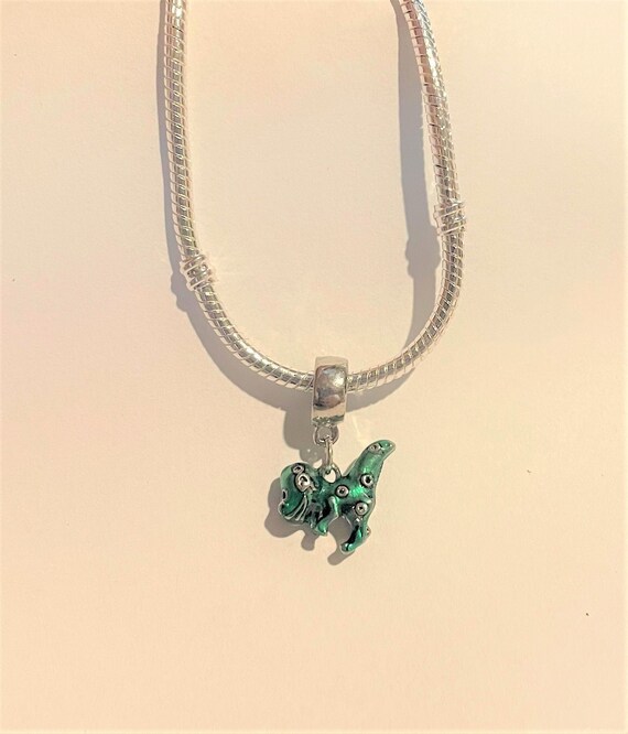 Green Dinosaur Dangle Charm Fits Pandora Bracelets Dinosaur Charm Animal Charm Silver Etsy