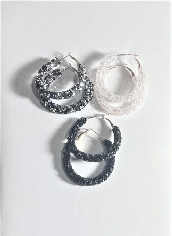 Black glitter on sale hoop earrings