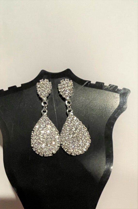 Crystal Rhinestone Teardrop Statement Earrings, Rh