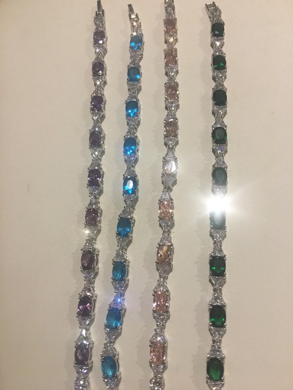 Swiss Blue Topaz Bracelet , Ruby Bracelet ,Emerald