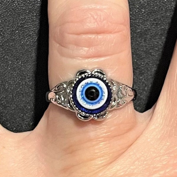 Evil Eye Ring , Protection Ring , All Seeing Eye Ring , Spiritual , Silver , Assorted sizes