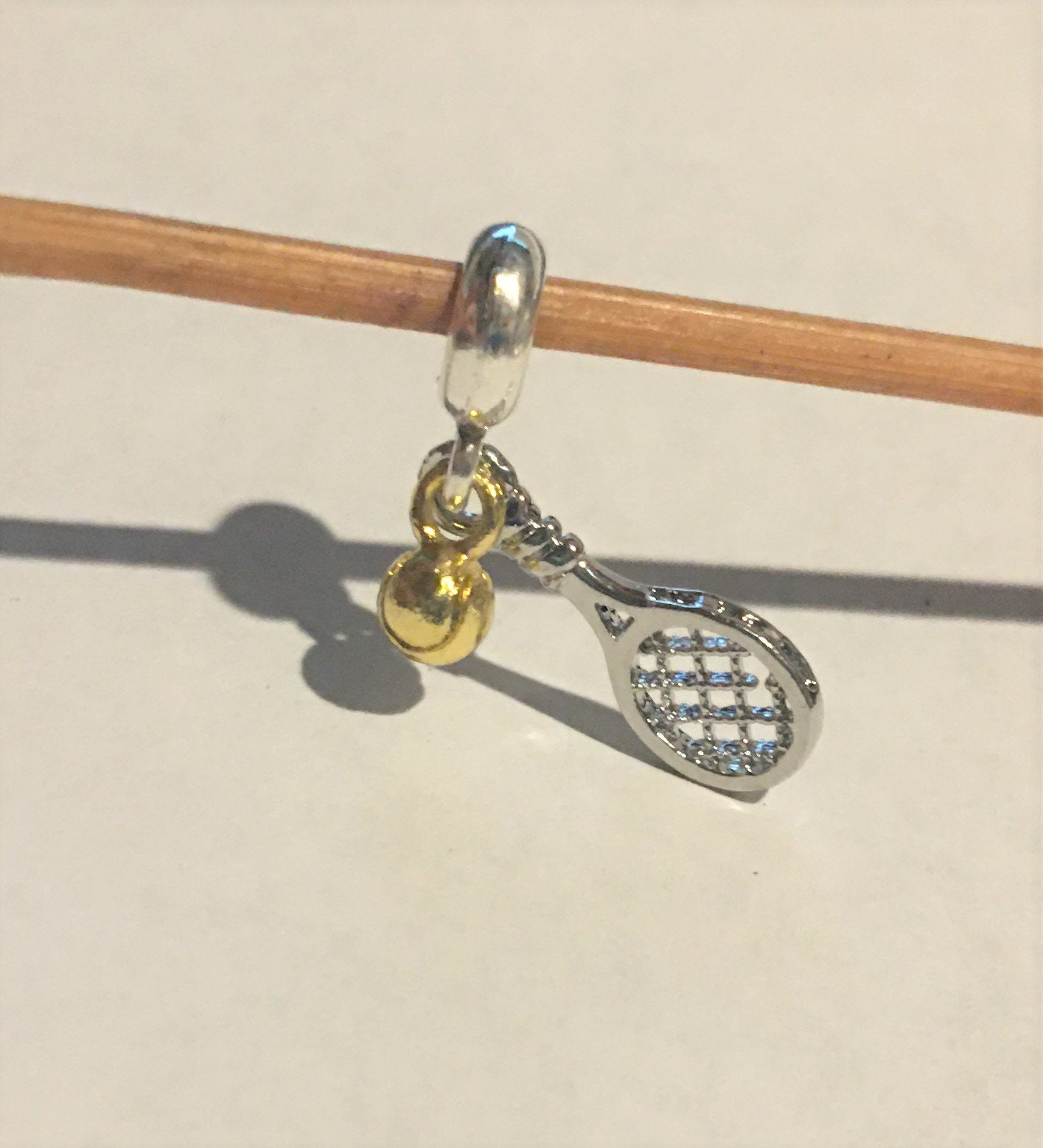 Tennis Racket Ball Dangle Charm Fits Pandora Bracelets Tennis