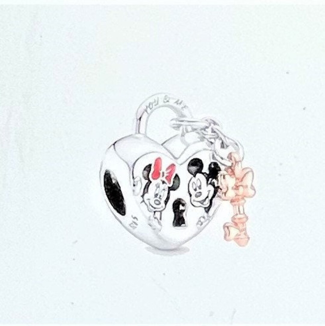 Disney Mickey Mouse & Minnie Mouse Padlock Charm Fits Pandora Bracelets
