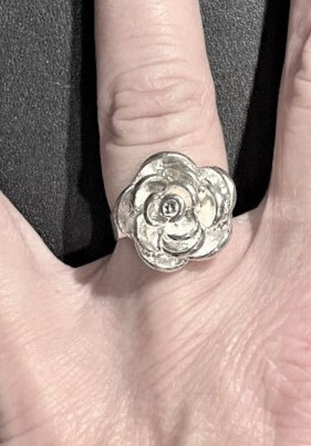 Silver Tone Rose Flower Adjustable Ring , Flower Ring , Rose Ring - Etsy