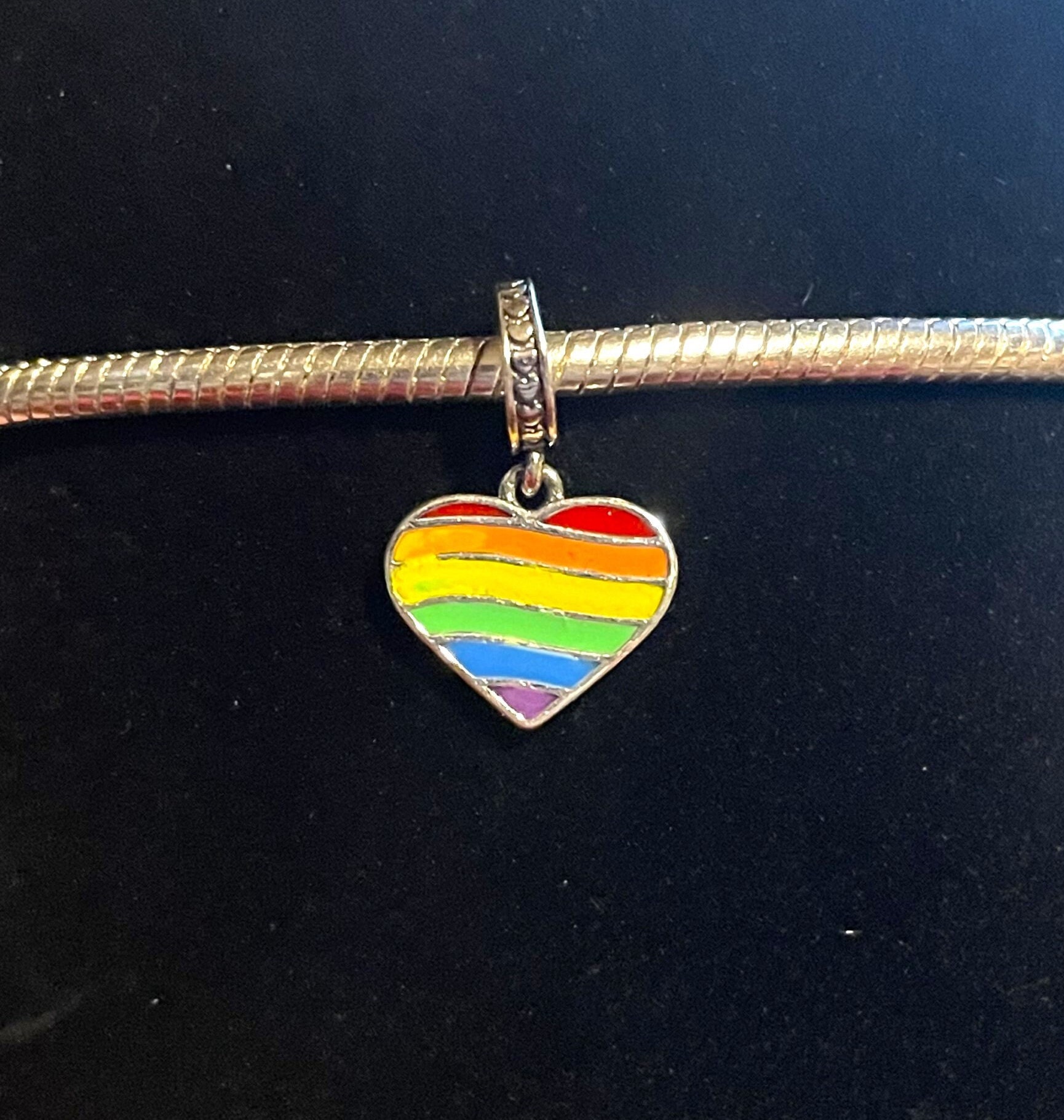 Pride Rainbow Heart Dangle Charm Pride Heart Dangle Charm Pride Pendant Charm Charm for Bracelets 925 Sterling Silver Etsy