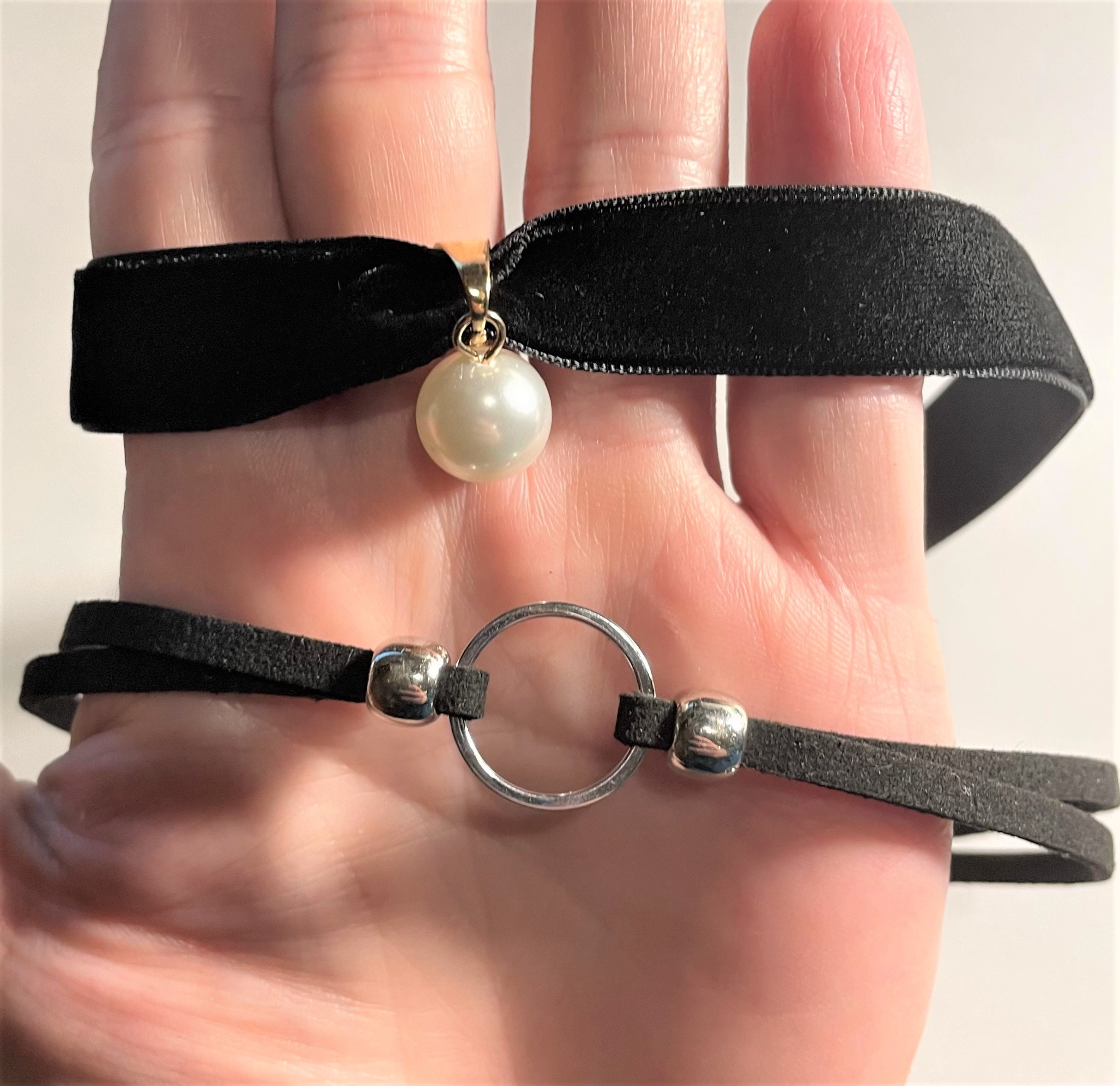 Black Velvet Choker Velvet Pearl Choker 