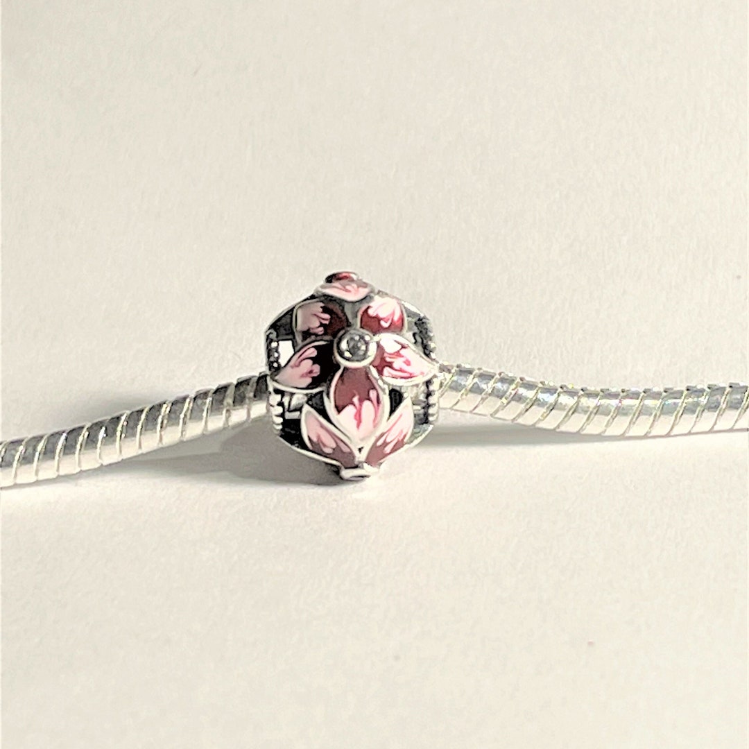 Pink Magnolia Flower Charm Fits Pandora Bracelet CZ Flower Charm Pink and Red Magnolia 925 Sterling Silver Etsy Canada