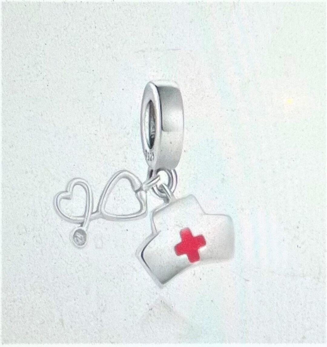 Nurse Stethoscope Charm Dangle Charm Fits Pandora Bracelet , RN Charm