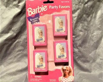 Vintage Barbie Playing Cards Set of 4 , Party Favors Playing Cards 4 Packs , 1997 Sealed