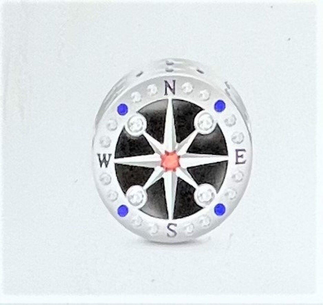 Compass Charm Fits Pandora Bracelet , Nautical Charm , Ship Charm