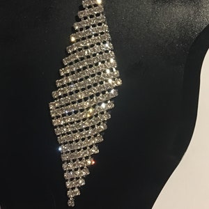Swarovski Crystal Rhinestone Mesh Dangle Earrings , Mesh Statement Earrings , Bridesmaids Earrings , Silver Bild 6