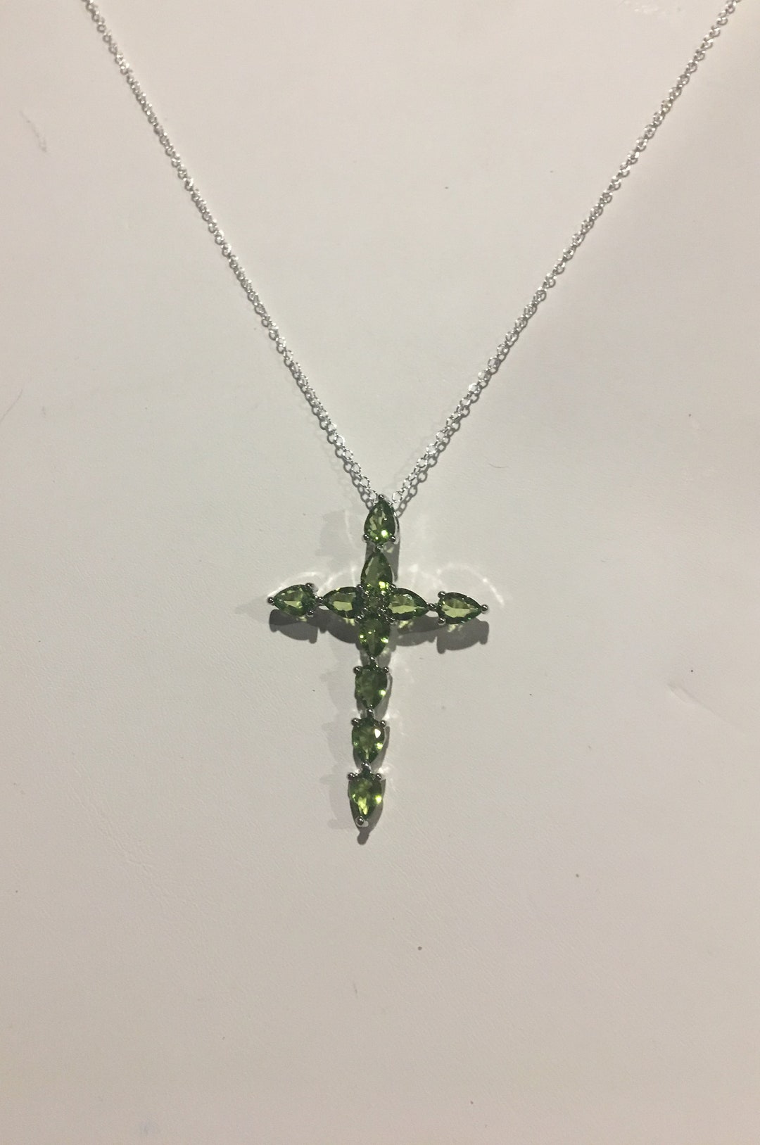 Peridot Cross Necklace Ruby Cross Necklace Sterling Silver Etsy