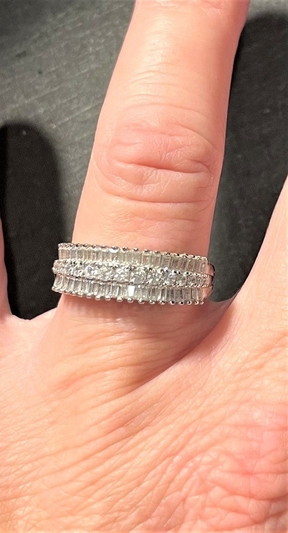 CZ Eternity Band Ring , Sterling Silver , CZ Chan… - image 1