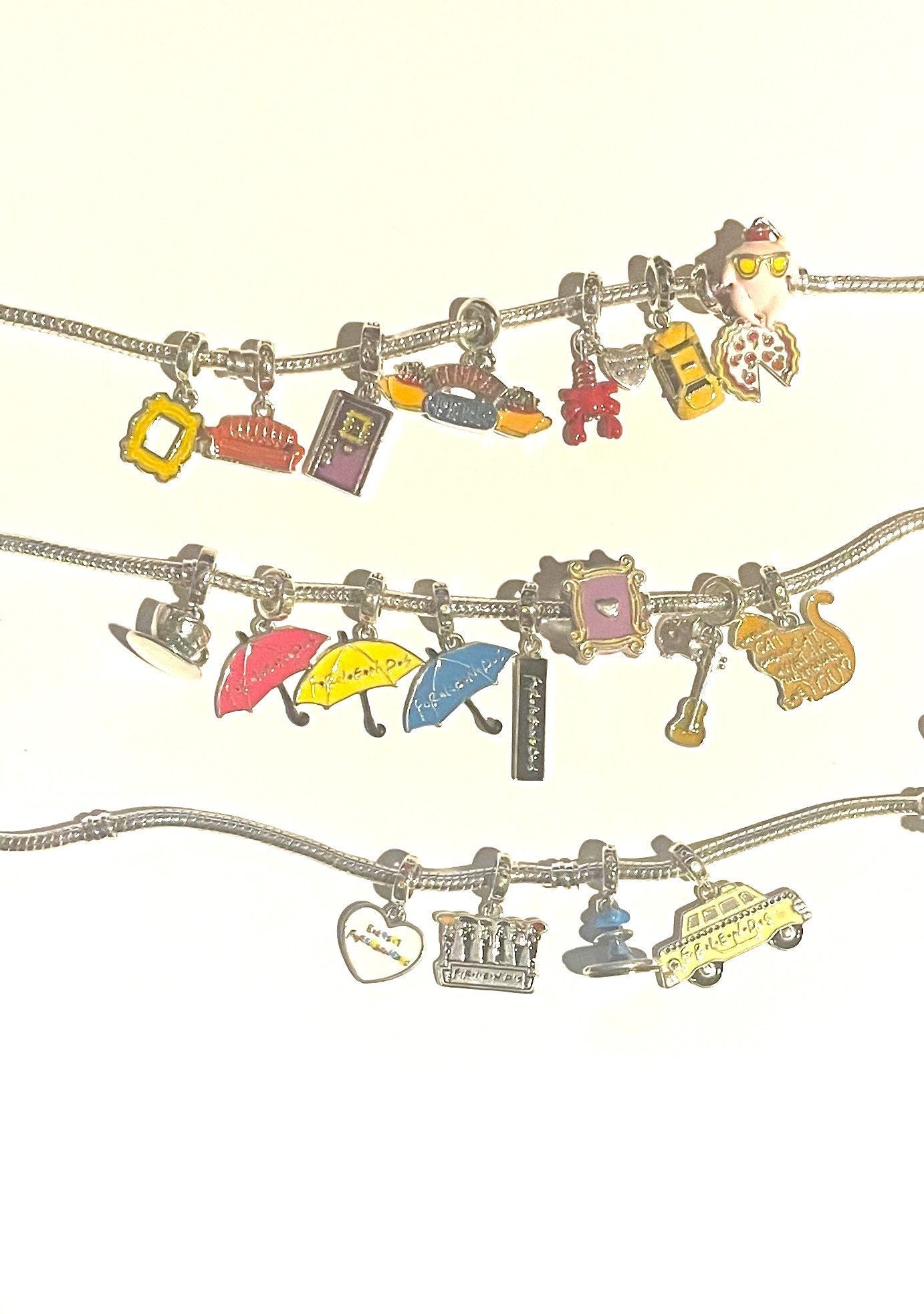 Friends Inspired TV Series Charms Fits Pandora Bracelet Door Lobster Couch central Perk turkey umbrella Sign 925 Sterling Silver Etsy